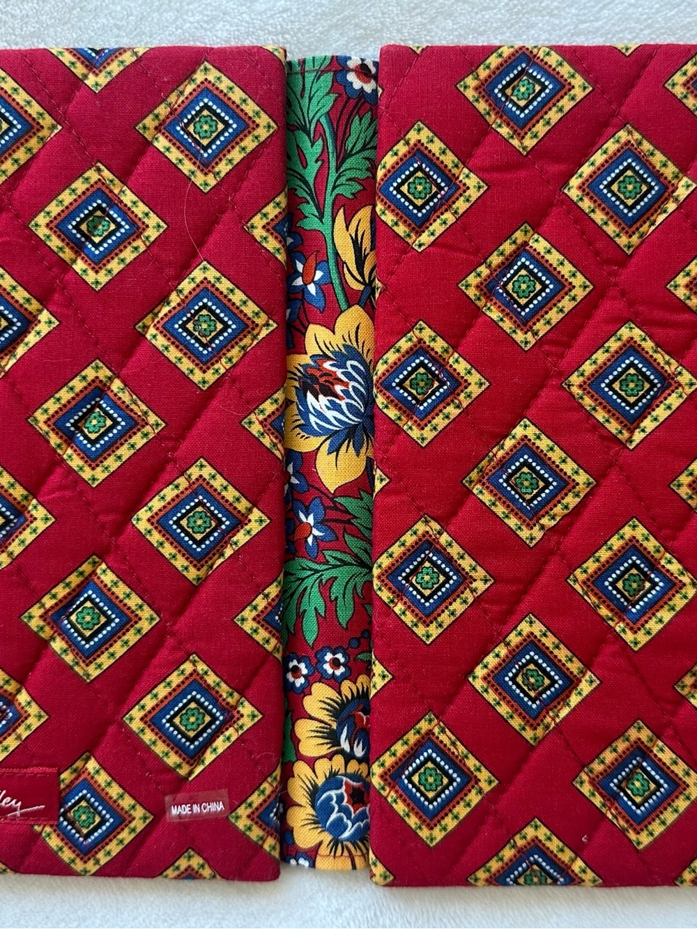 Vera Bradley Villa Red Quilted Bifold Photo Frame